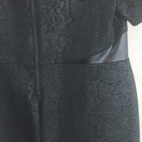 INC International Concepts Black Tone-on-Tone Leather Waist Zip-Up Dress Size XL - Picture 4 of 16